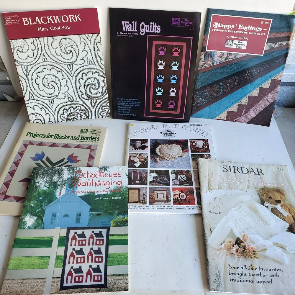 VTG Cross Stitch Needlepoint Lot 7 books Patterns History In Stitches Series